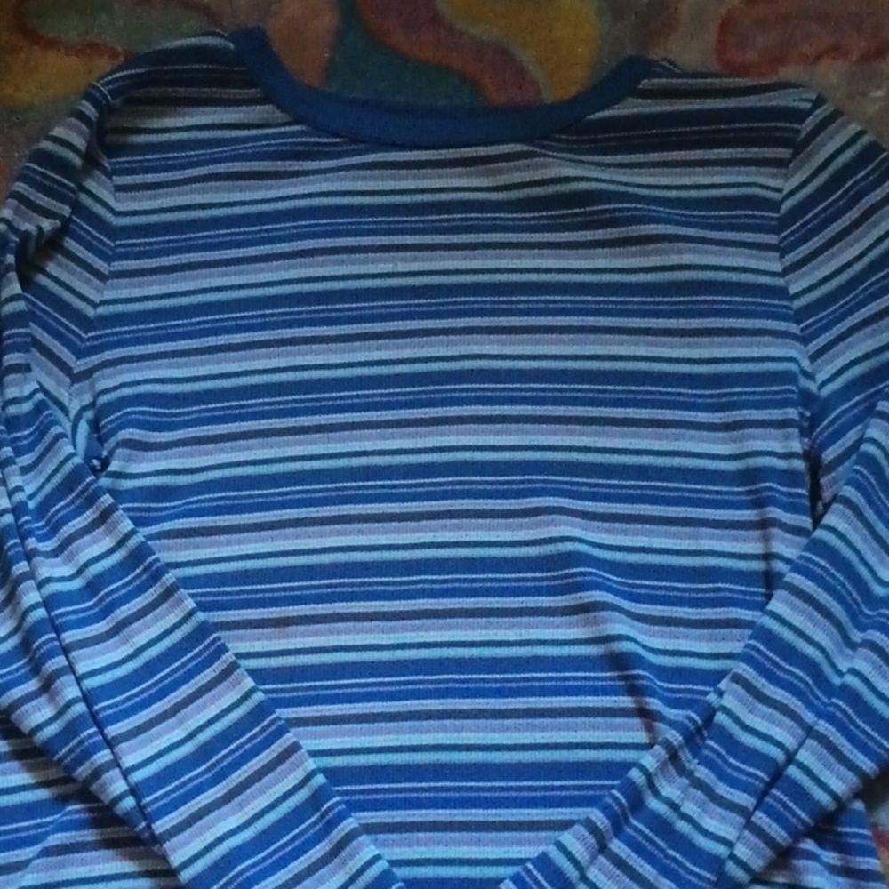 Striped Long Sleeve Shirt in Blue and Purple